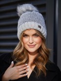 Light gray herringbone winter hat C44 - Online store - Boutique